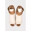 White leather open-toe shoes
