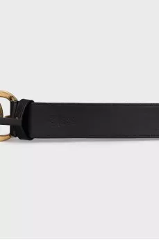 Leather belt with decorated buckle