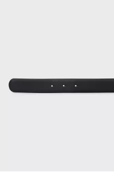 Leather belt with logo buckle