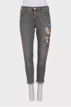 Mid-rise jeans with embroidery