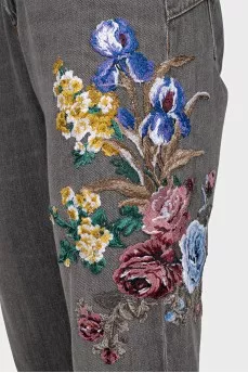 Mid-rise jeans with embroidery