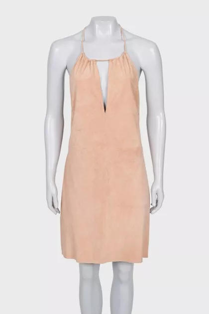 Beige suede dress