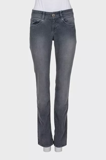 Mid-rise grey jeans