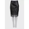 Leather skirt with lace