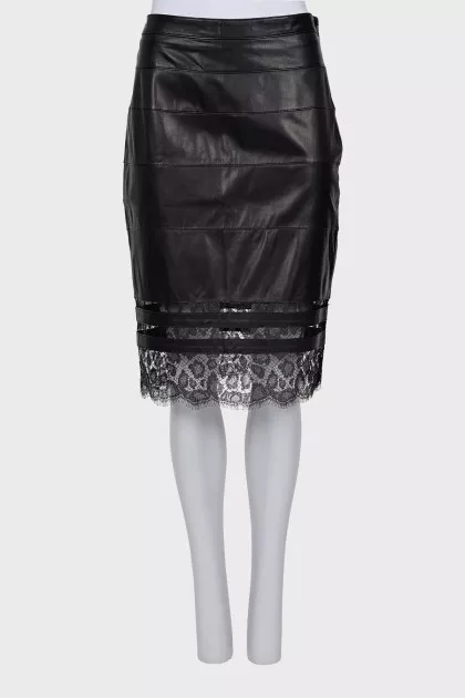 Leather skirt with lace