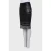 Leather skirt with lace