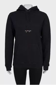 Black hoodie with signature print