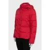 Red jacket with a detachable hood