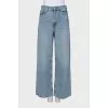 High-waisted wide-leg blue jeans