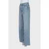 High-waisted wide-leg blue jeans