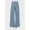 High-waisted wide-leg blue jeans