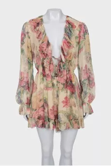 Silk jumpsuit with shorts
