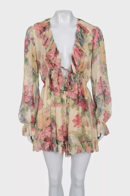 Silk jumpsuit with shorts
