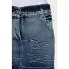 Denim mini skirt with buttons and decoration