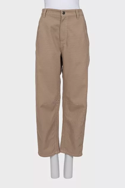 Beige high-waisted trousers