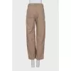 Beige high-waisted trousers