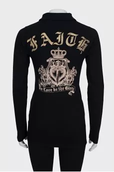 Black pullover with a print on the back