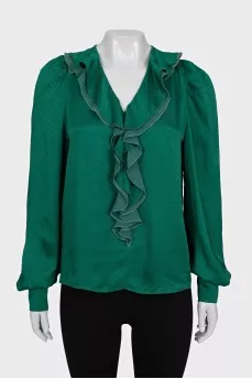 Long sleeve blouse decorated with ruffles