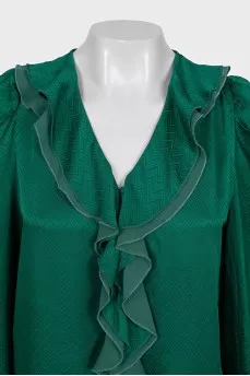 Long sleeve blouse decorated with ruffles