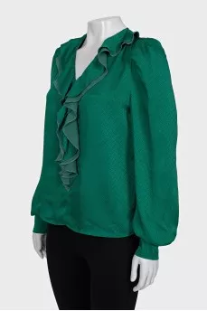Long sleeve blouse decorated with ruffles