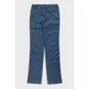 Blue straight jeans with a zipper