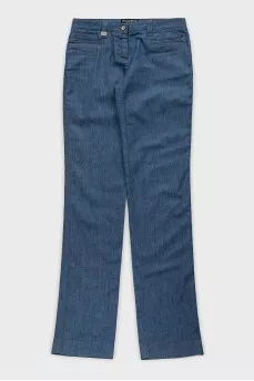 Blue straight jeans with a zipper