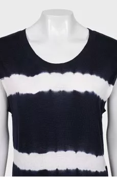 Striped wool and cashmere tank top