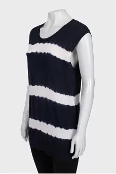 Striped wool and cashmere tank top