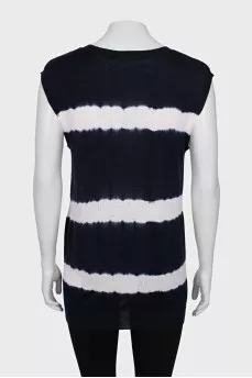 Striped wool and cashmere tank top