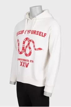 Men's white hoodie with print