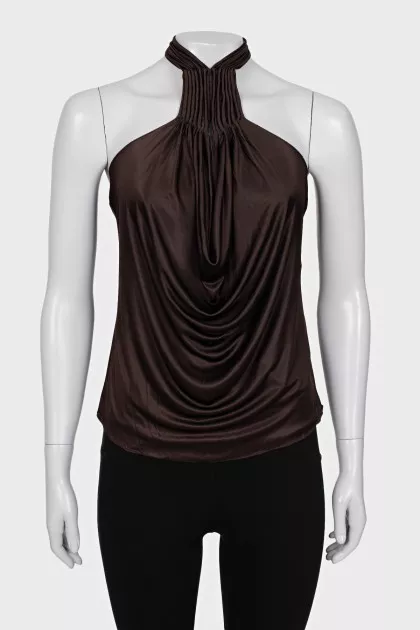 Brown tie-up top
