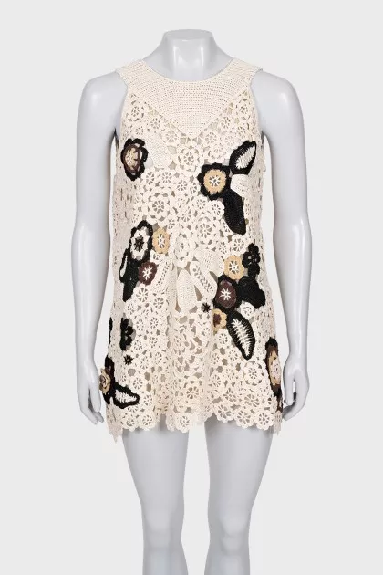 Кружевное мини-платье