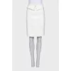 White skirt with a wide belt