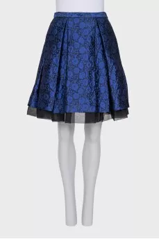 Blue floral print skirt