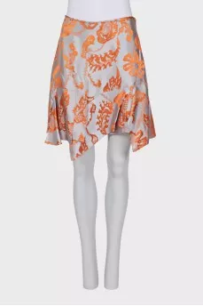 Wool and silk skirt with a bright print