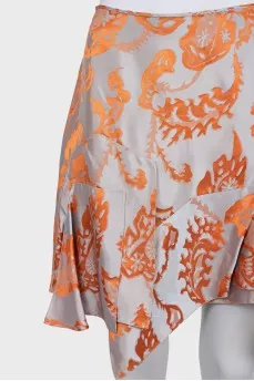Wool and silk skirt with a bright print