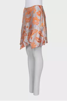Wool and silk skirt with a bright print