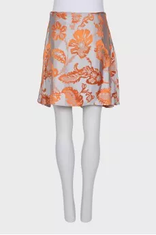 Wool and silk skirt with a bright print