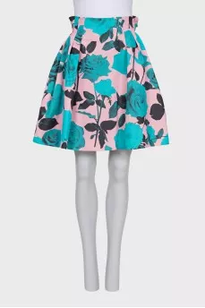 Silk skirt with contrast print
