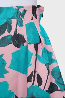 Silk skirt with contrast print