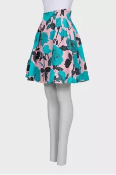Silk skirt with contrast print