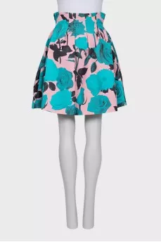 Silk skirt with contrast print