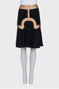 Silk skirt with contrasting decor