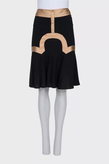 Silk skirt with contrasting decor