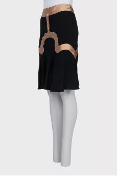 Silk skirt with contrasting decor