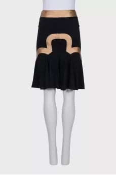 Silk skirt with contrasting decor