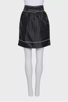 Silk skirt with a small print and a belt