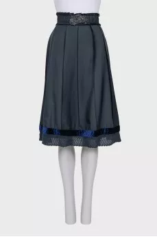 Wool and silk skirt with beaded decoration
