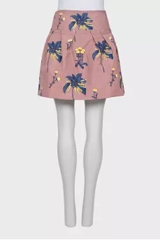 Pink floral print skirt