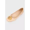 Beige ballet shoes with pile